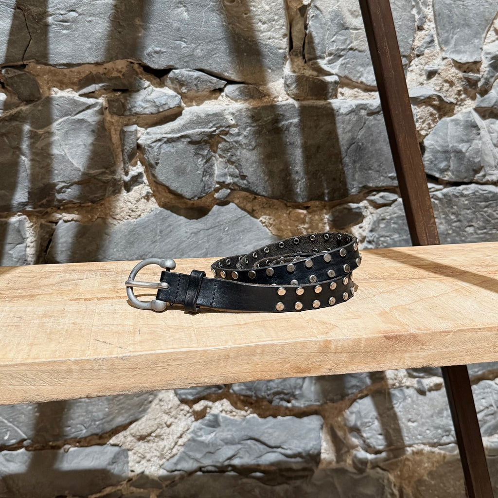 Main photo of Dsquared2 Black Leather Studded Thin Belt