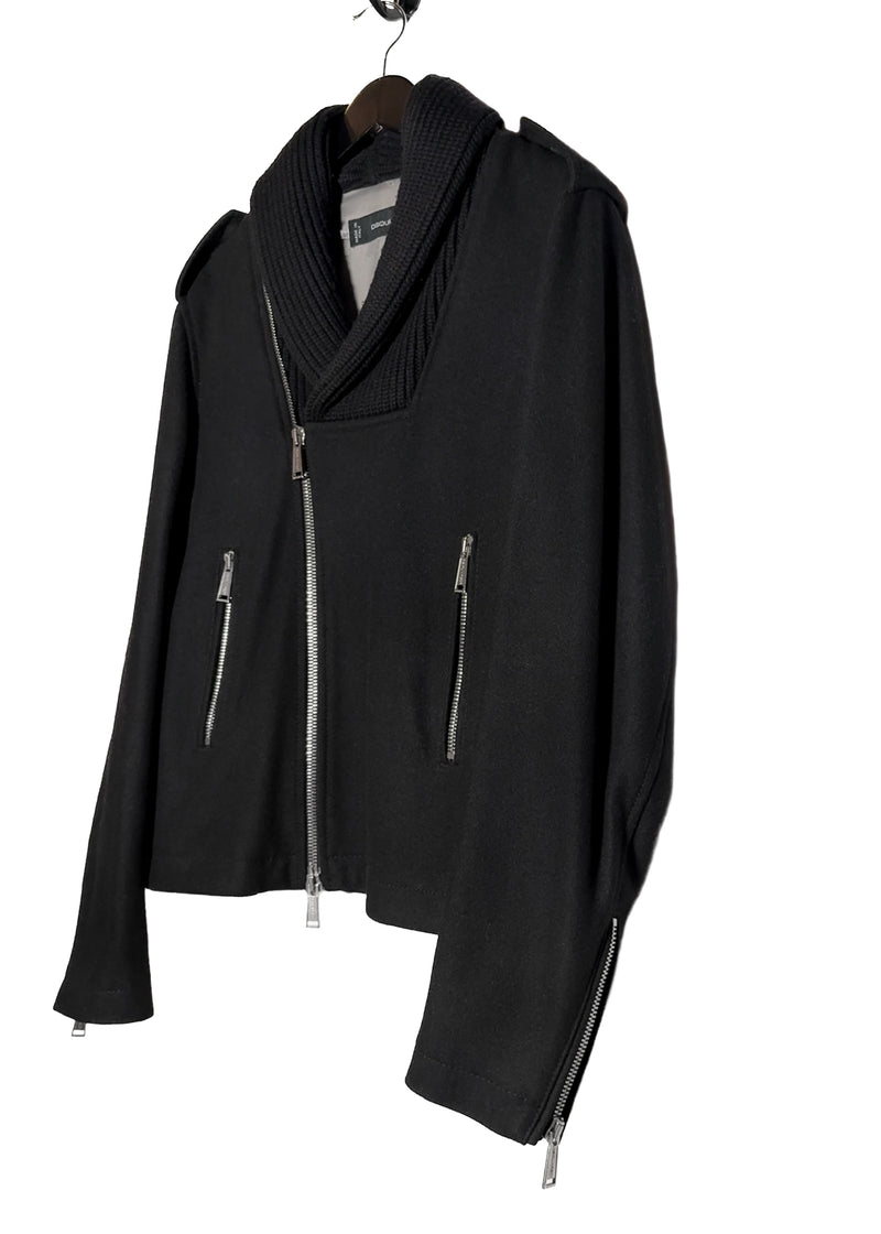 Dsquared2 Black Shawl Collar Wool Biker Jacket