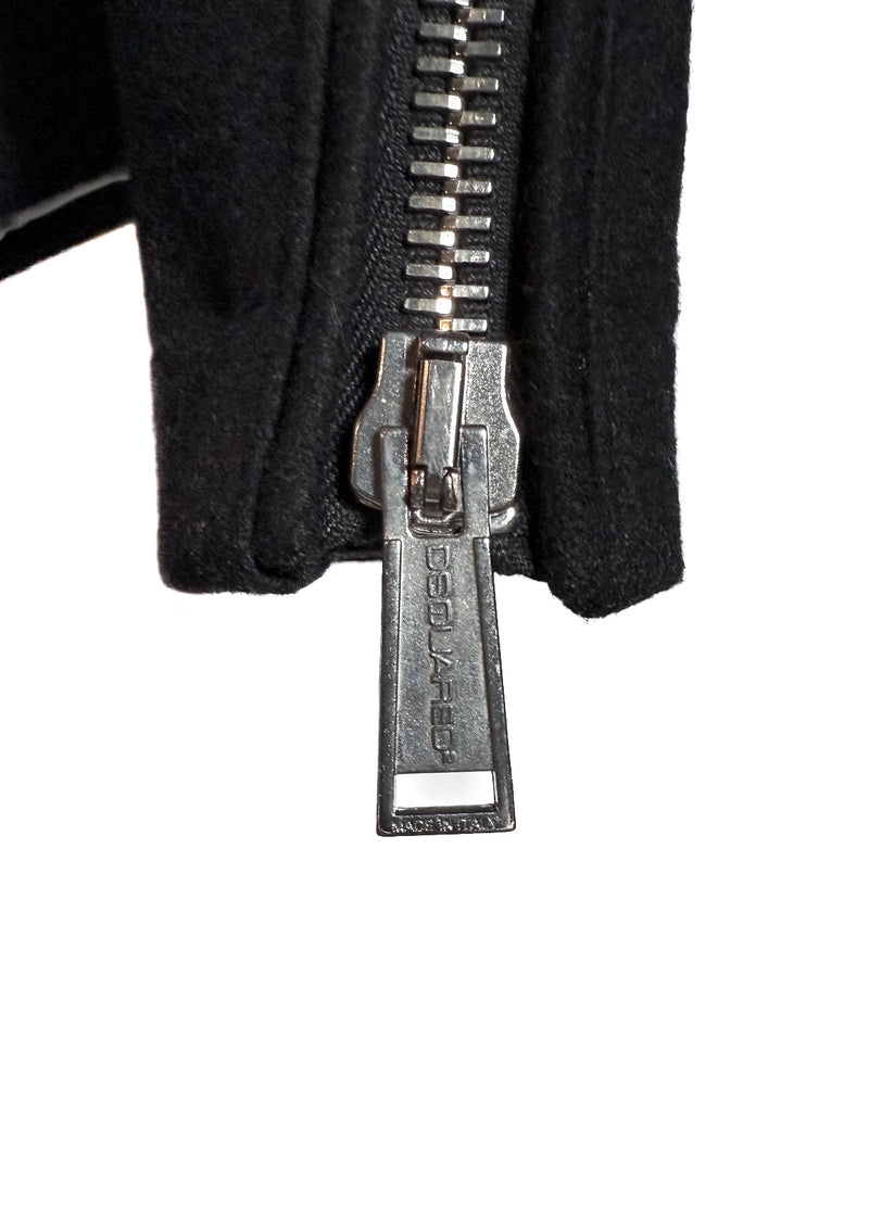 Dsquared2 Black Shawl Collar Wool Biker Jacket