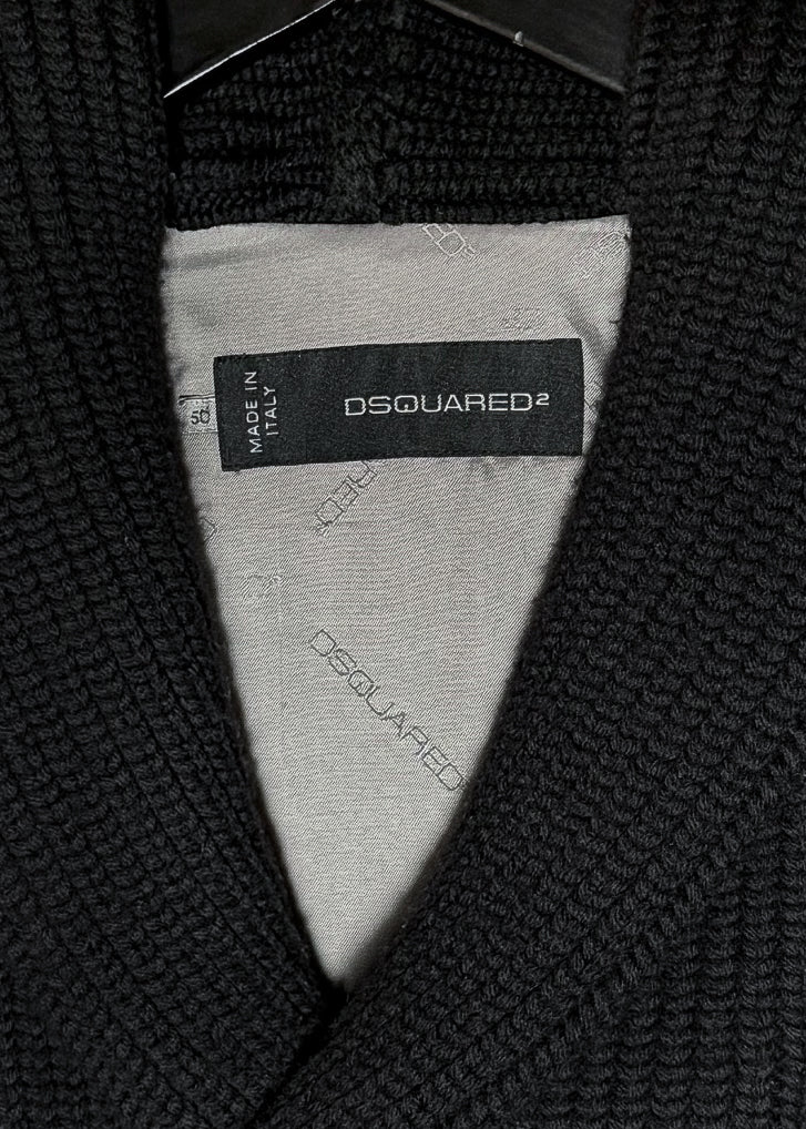 Dsquared2 Black Shawl Collar Wool Biker Jacket