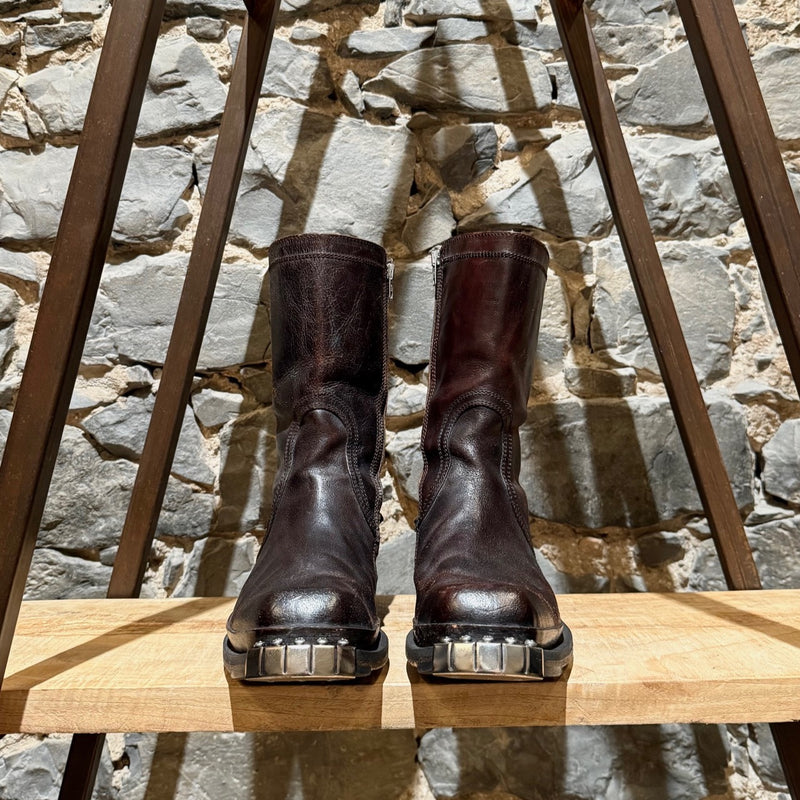 Front of Dsquared2 Brown Leather Biker Western Boots