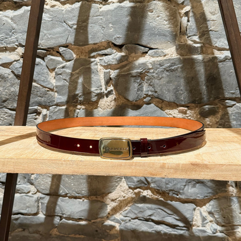 Ceinture fine Dsquared2 en cuir verni bordeaux