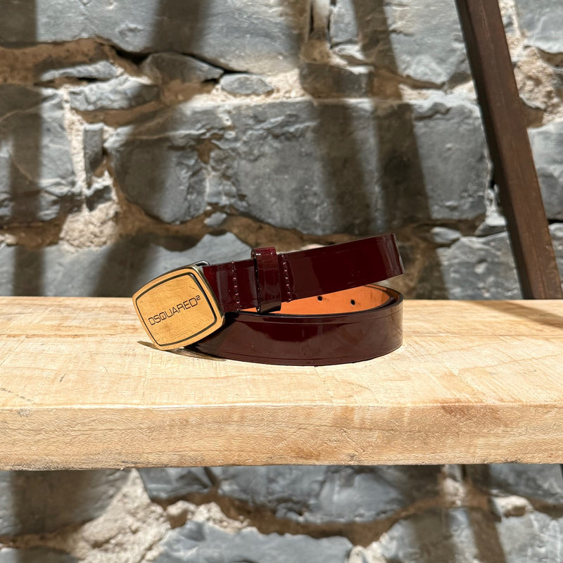 Ceinture fine Dsquared2 en cuir verni bordeaux