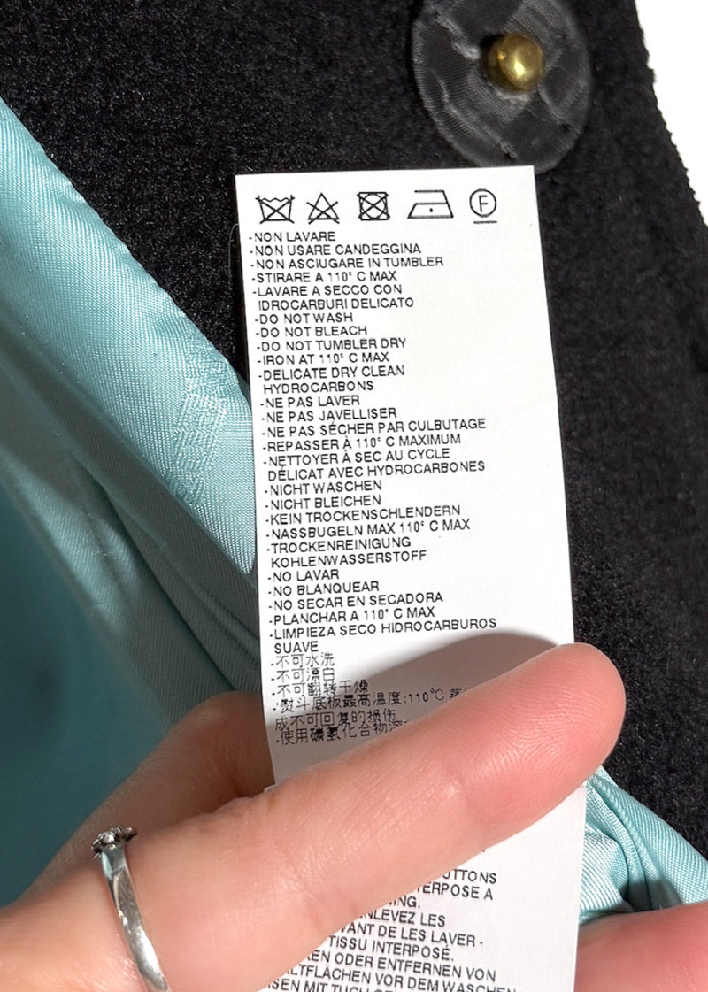 Dsquared2 Georgina Black Bonded Wool Crystal Buttons Coat