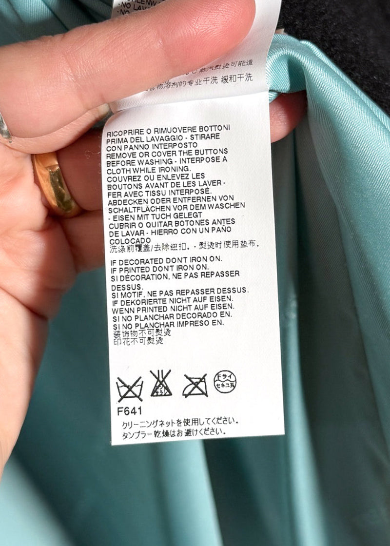 Dsquared2 Georgina Black Bonded Wool Crystal Buttons Coat