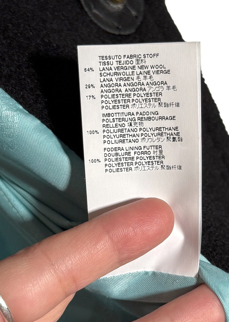 Dsquared2 Georgina Black Bonded Wool Crystal Buttons Coat