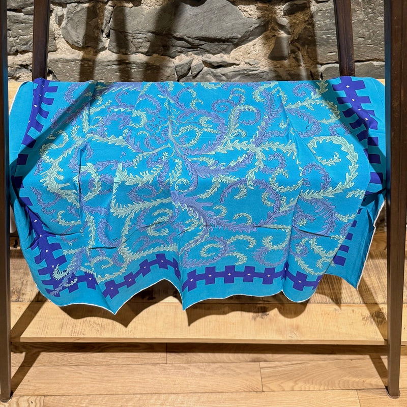 Emilio Pucci Turquoise Floral Print Silk Scarf