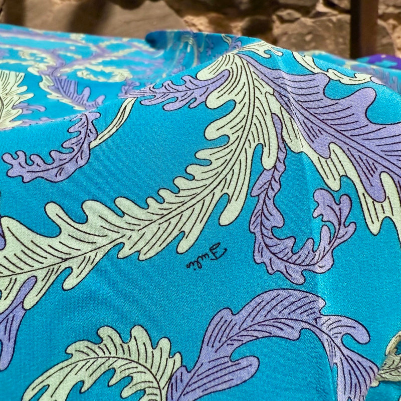 Brand detail on Emilio Pucci Turquoise Floral Print Silk Scarf