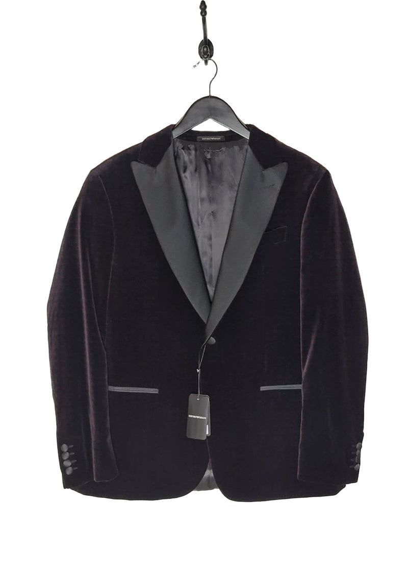 Main photo of Emporio Armani Plum Velvet Tuxedo Blazer