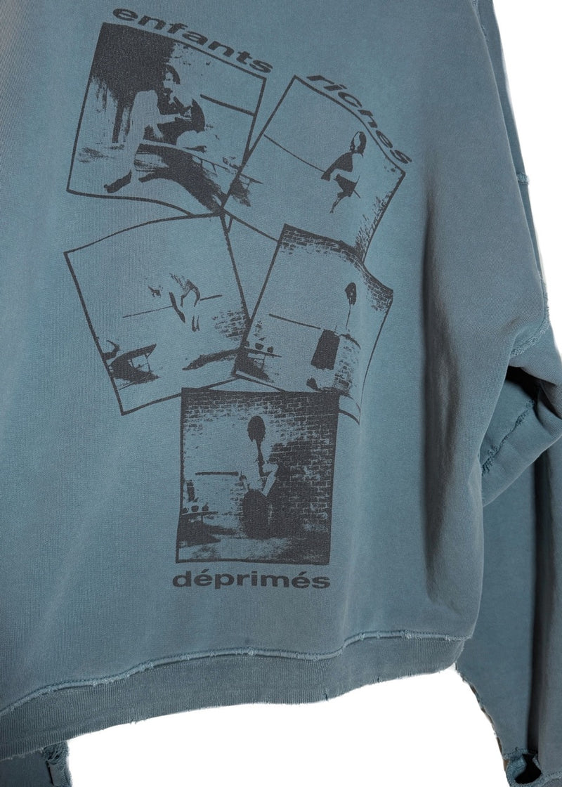 Back print of Enfants Riches Déprimés Distressed Washed Blue School Days Hoodie