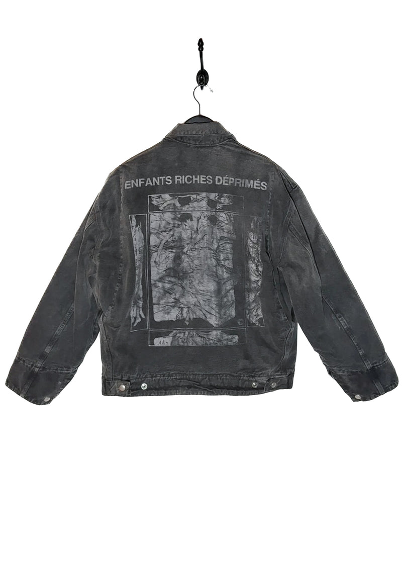 Back of Enfants Riches Déprimés FW23 Washed Black Italian Romance Denim Jacket