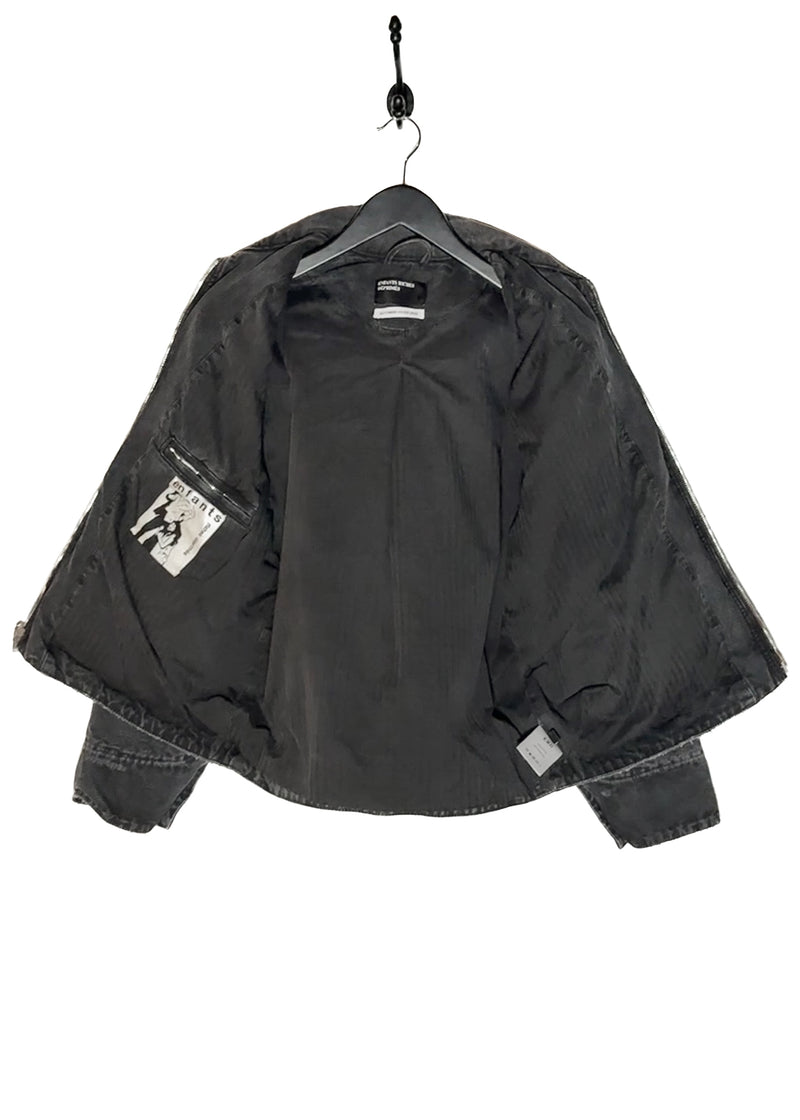 Opened interior of Enfants Riches Déprimés FW23 Washed Black Italian Romance Denim Jacket