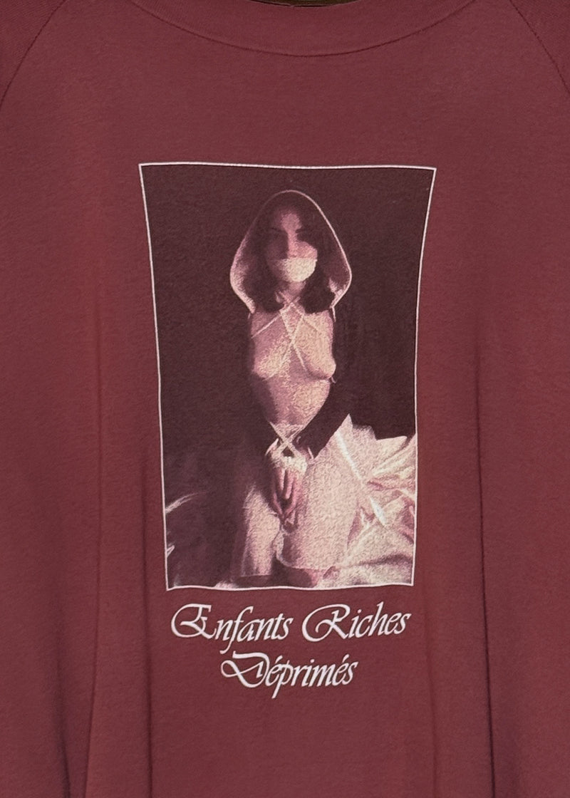 Front print of Enfants Riches Déprimés Whisper Red Nun Raglan T-shirt