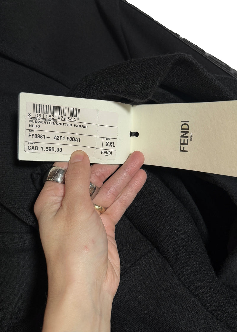 Tags of Fendi Black FF Zucca Logo Bands Hoodie