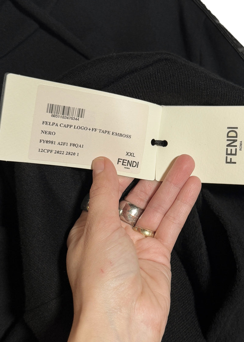 Tags of Fendi Black FF Zucca Logo Bands Hoodie