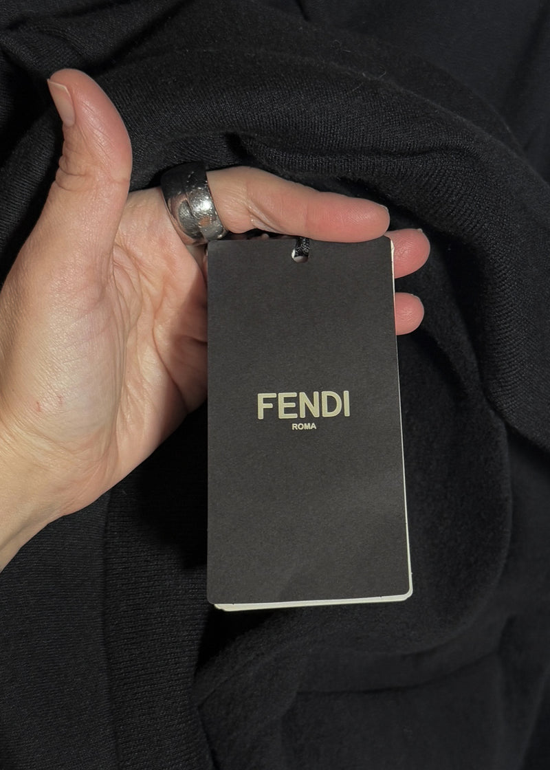 Tags of Fendi Black FF Zucca Logo Bands Hoodie