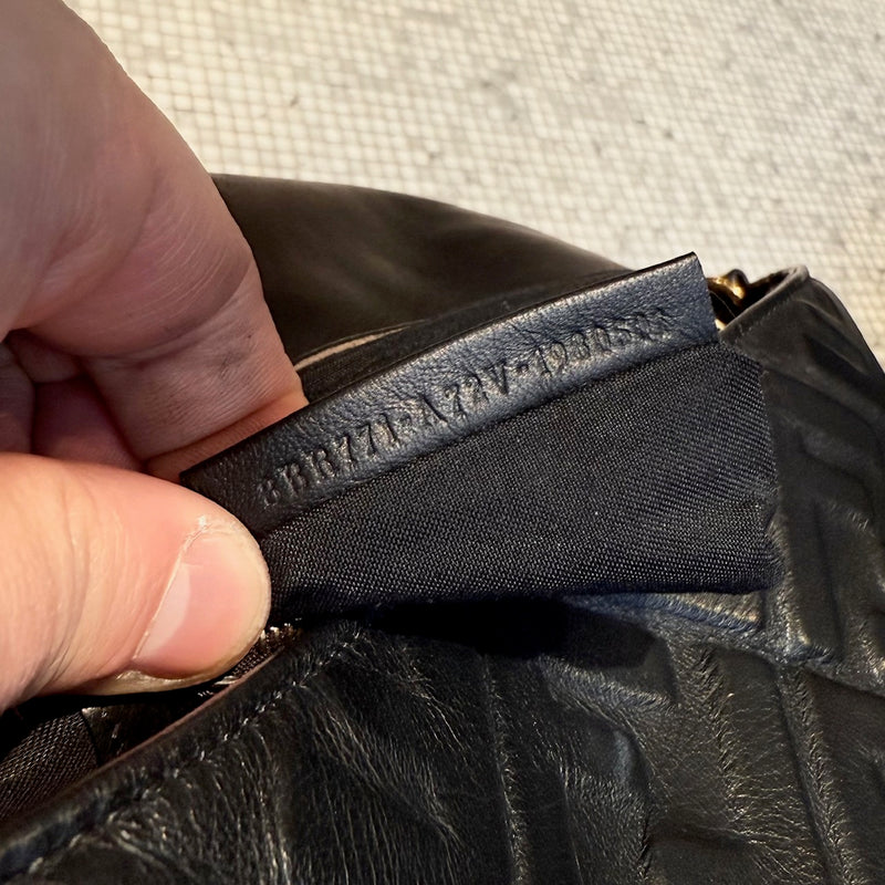 Fendi Black Leather FF Large Baguette Two Way Bag