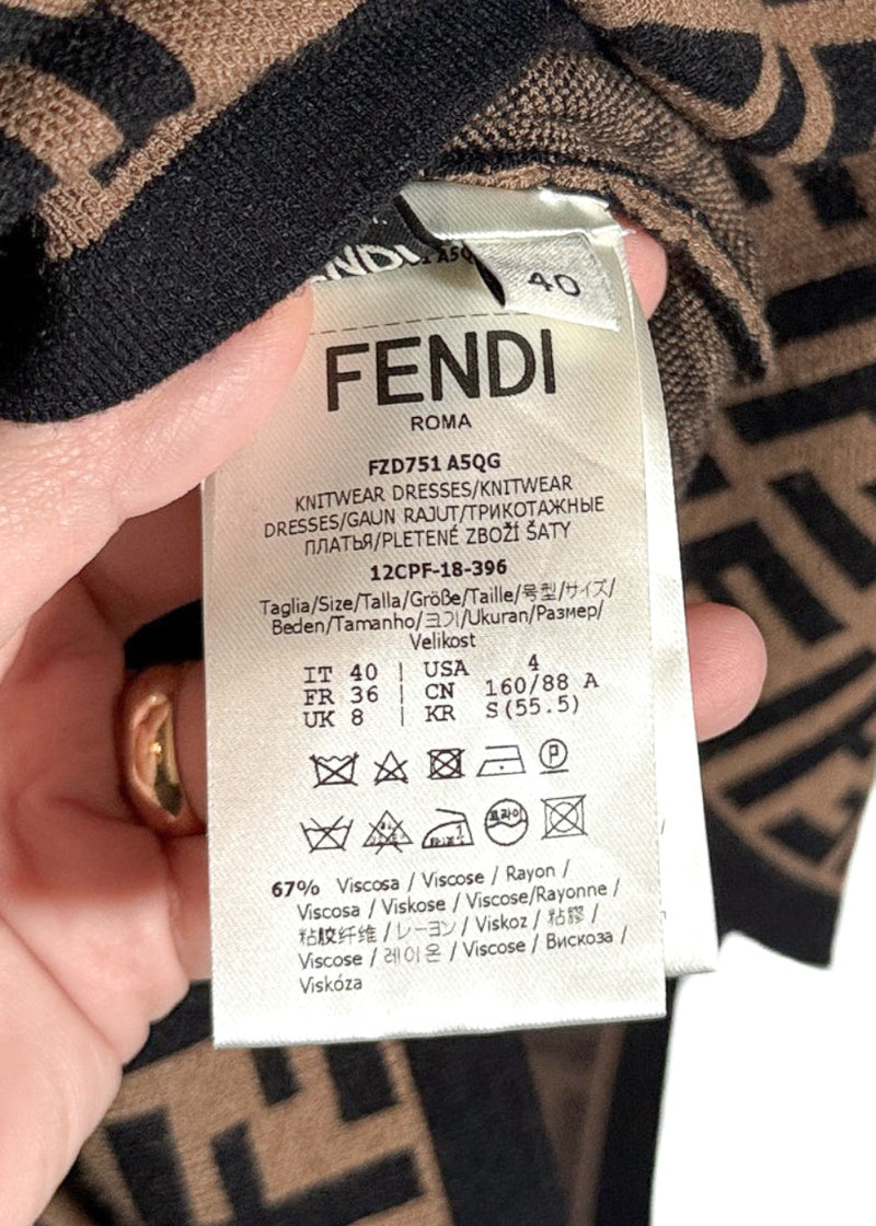 Labels of Fendi Brown Zucca FF Pattern Sleeveless Dress