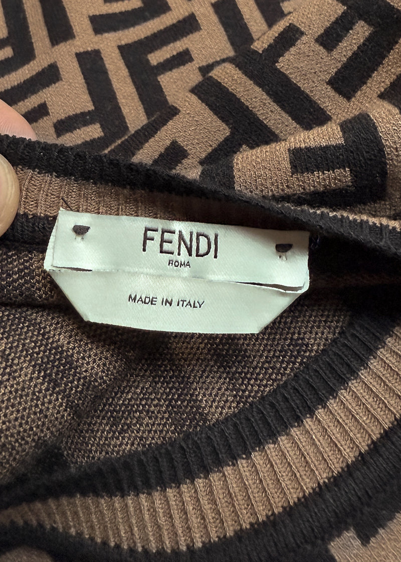 Labels of Fendi Brown Zucca FF Pattern Sleeveless Dress