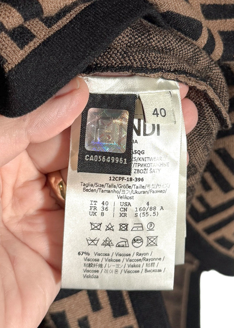 Labels of Fendi Brown Zucca FF Pattern Sleeveless Dress