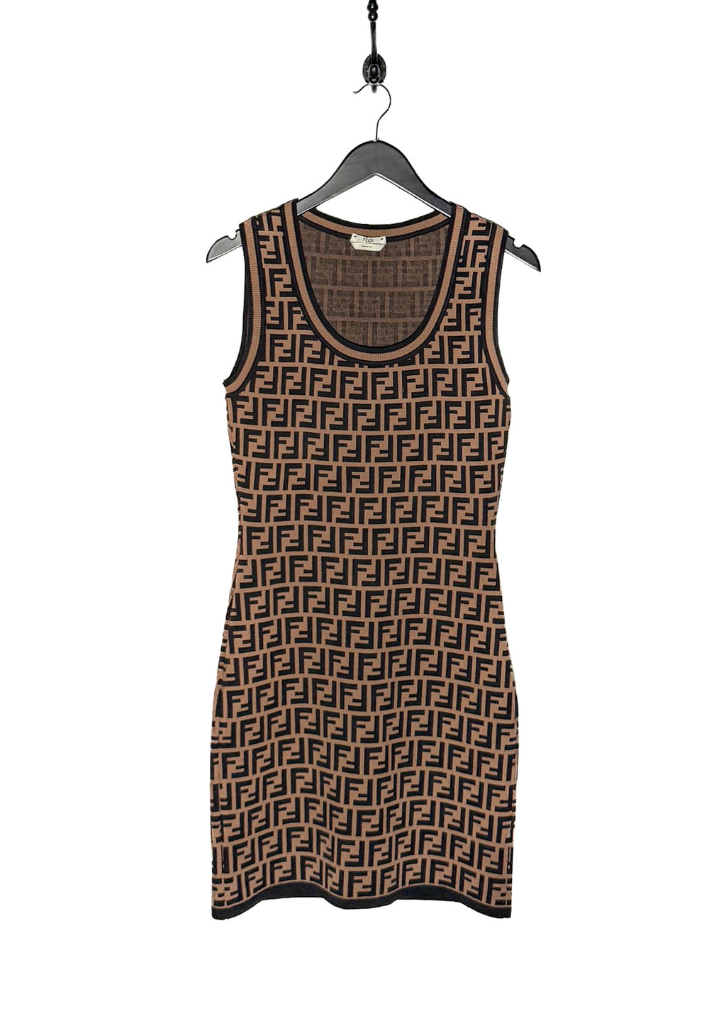 Main photo of Fendi Brown Zucca FF Pattern Sleeveless Dress