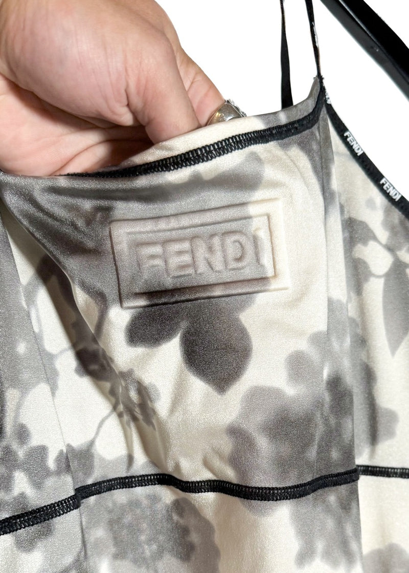 Close up on logo for Fendi Ivory Shady Flowers Active Jumpsuit