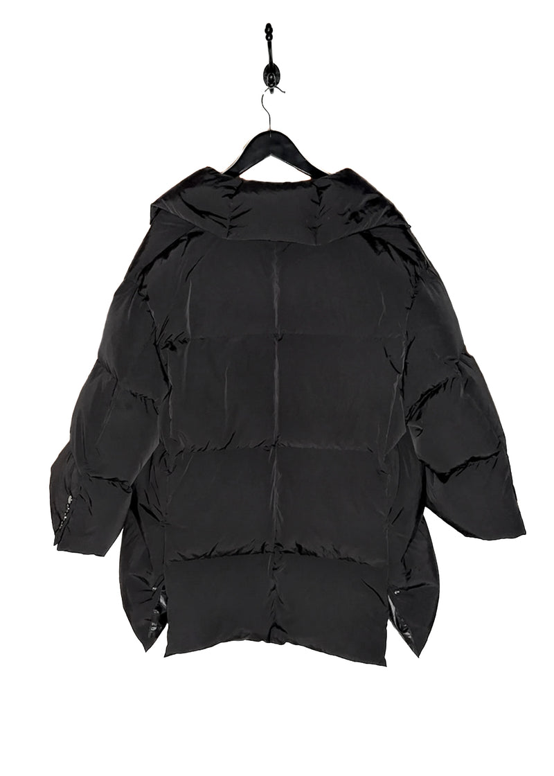 Back of Fumito Ganryu Black Lapeled Puffer Down Jacket