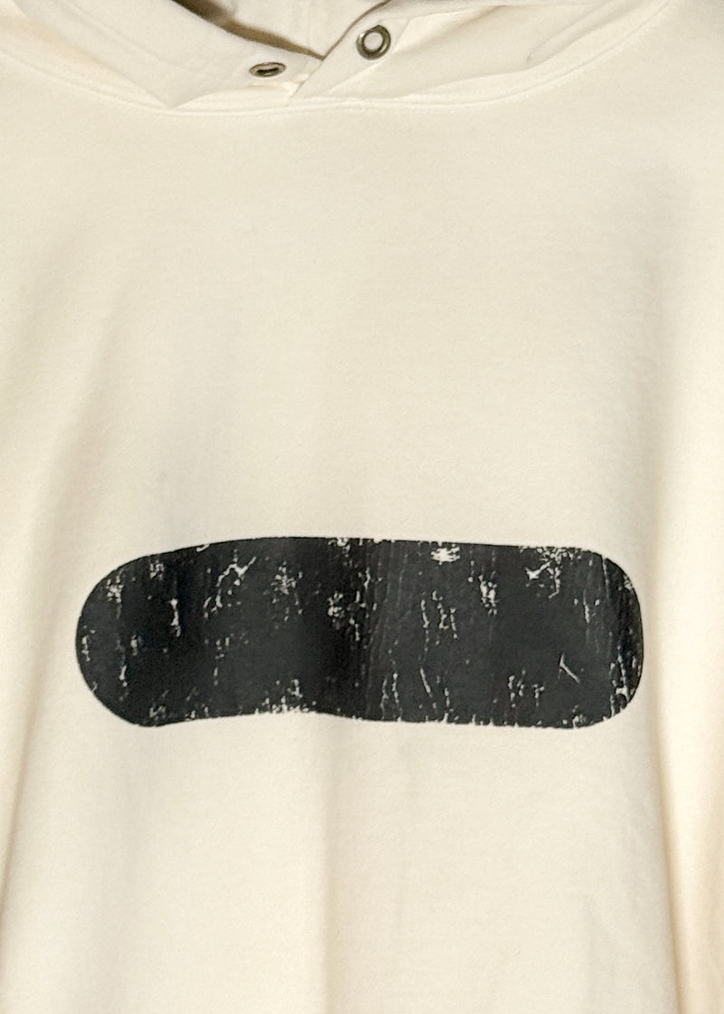 close-up on chest Printed brand logo of Gallery Dept. Ivory Gym Hoodie