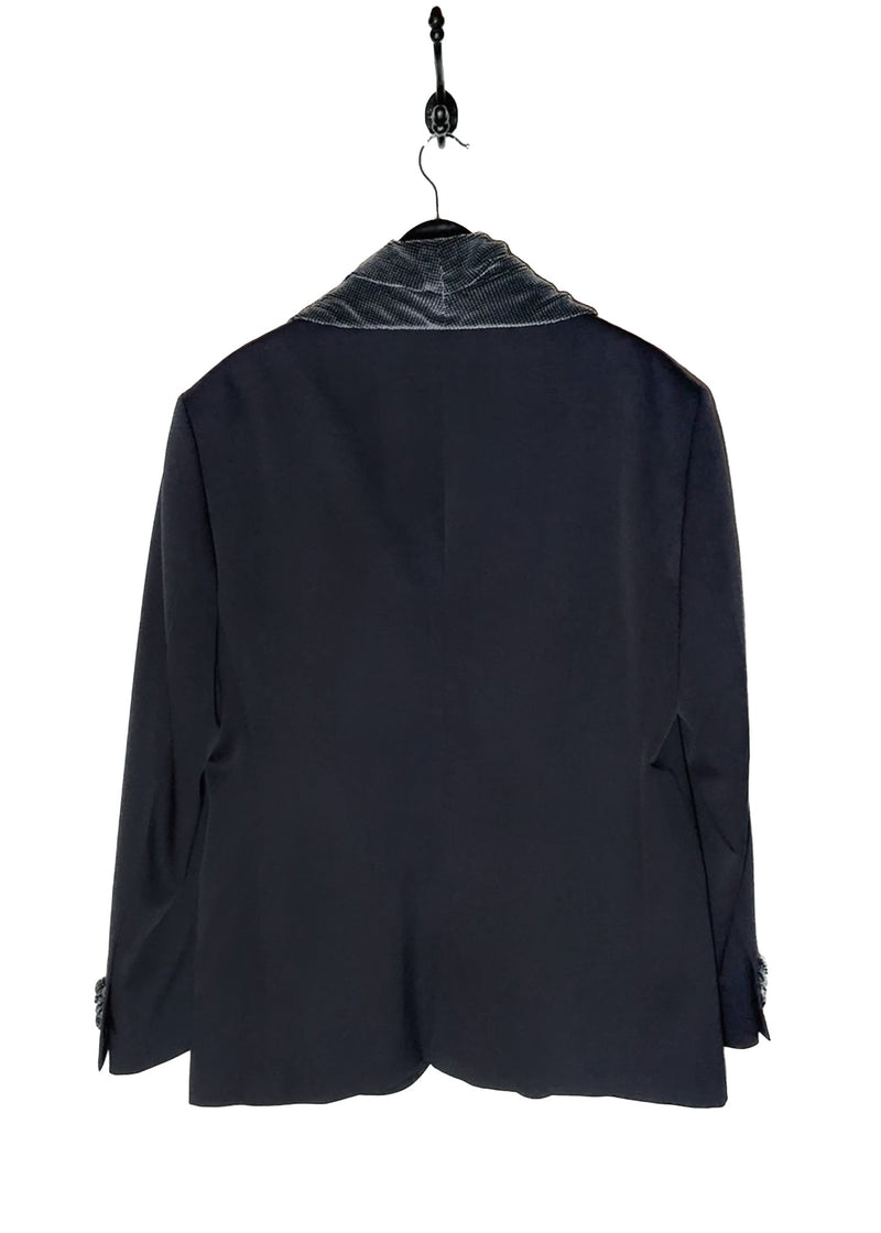 Back of Giorgio Armani Velvet Shawl Collar Navy Blue Blazer