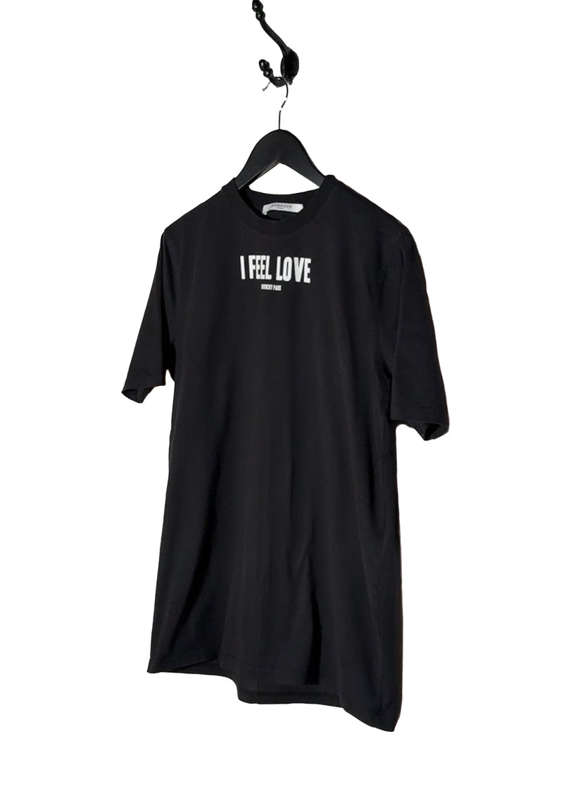 Front side of Givenchy 2016 Black "I Feel Love" T-shirt