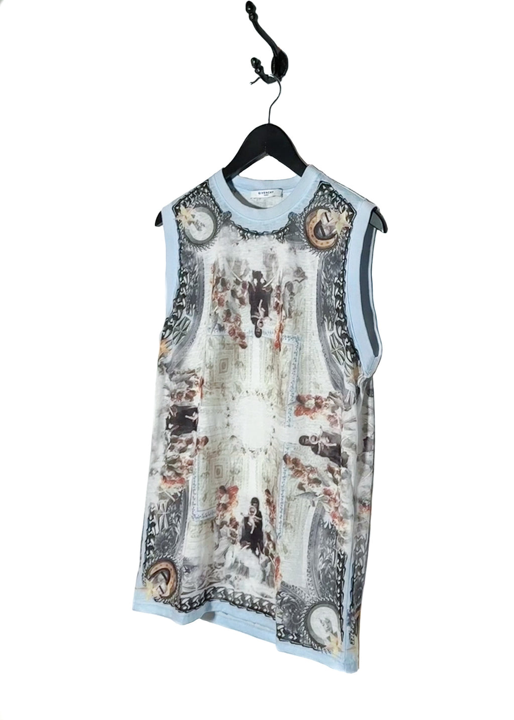 Front side of Givenchy Baby Blue Madonna Print Tank Top