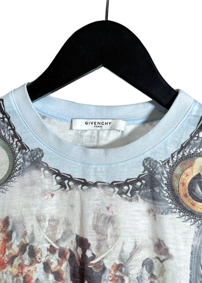 Collar area of Givenchy Baby Blue Madonna Print Tank Top