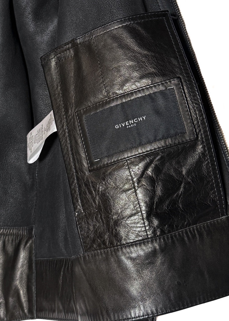 Brand label of Givenchy Black Lambskin Shearling Leather Jacket