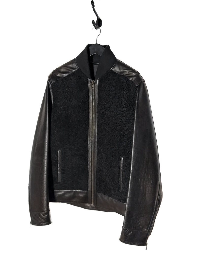 Front side of Givenchy Black Lambskin Shearling Leather Jacket