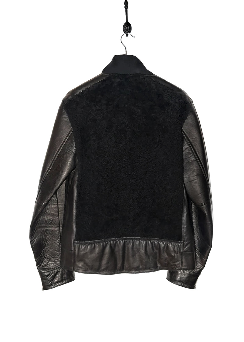 Back of Givenchy Black Lambskin Shearling Leather Jacket