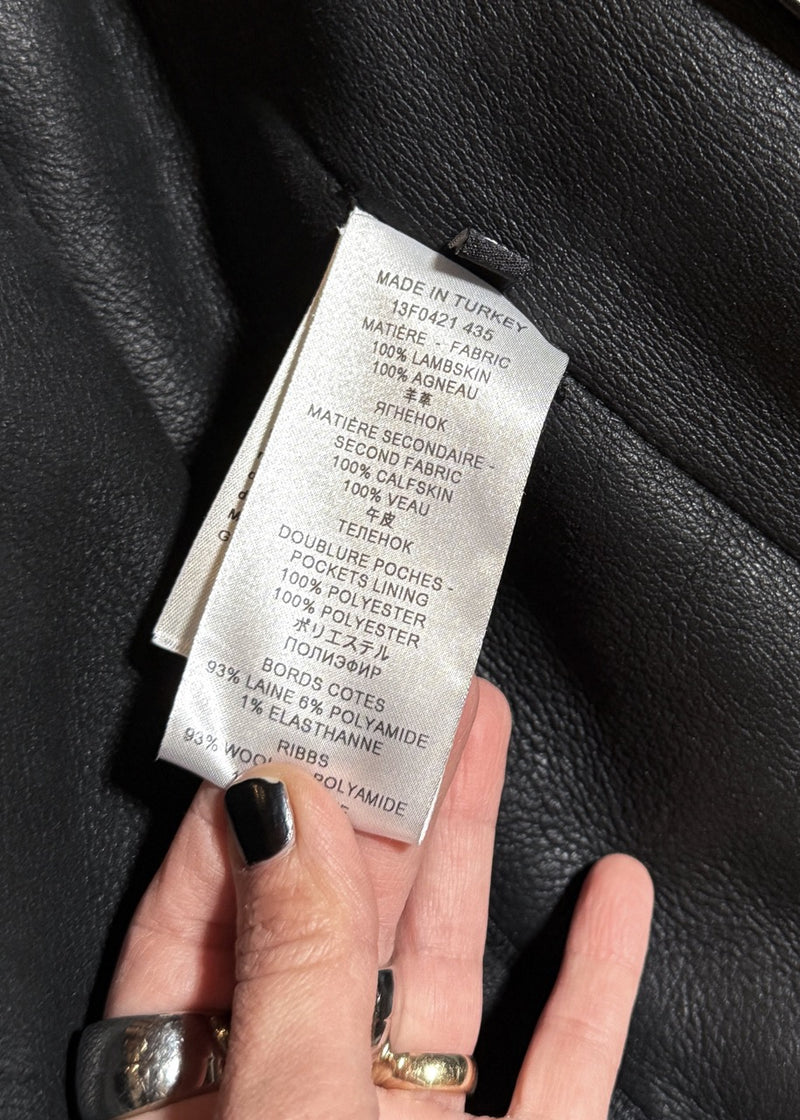 Material label of Givenchy Black Lambskin Shearling Leather Jacket