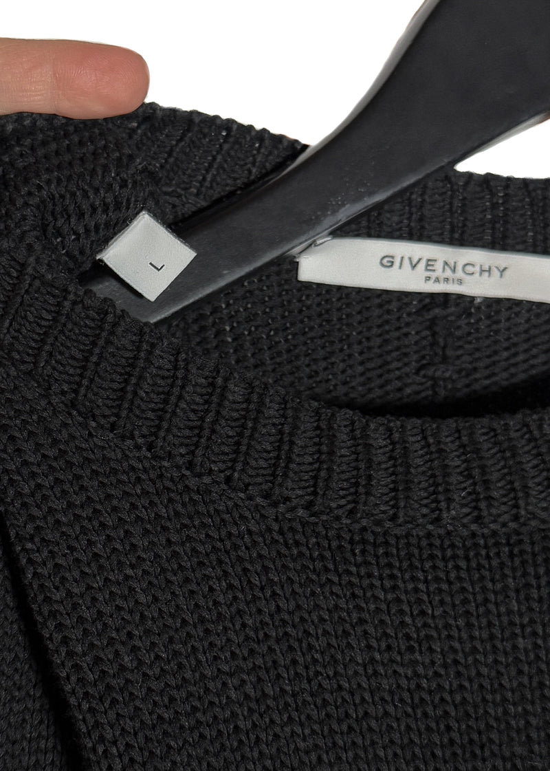 Size label of Givenchy Black Stitch Accent Cotton Knit Sweater