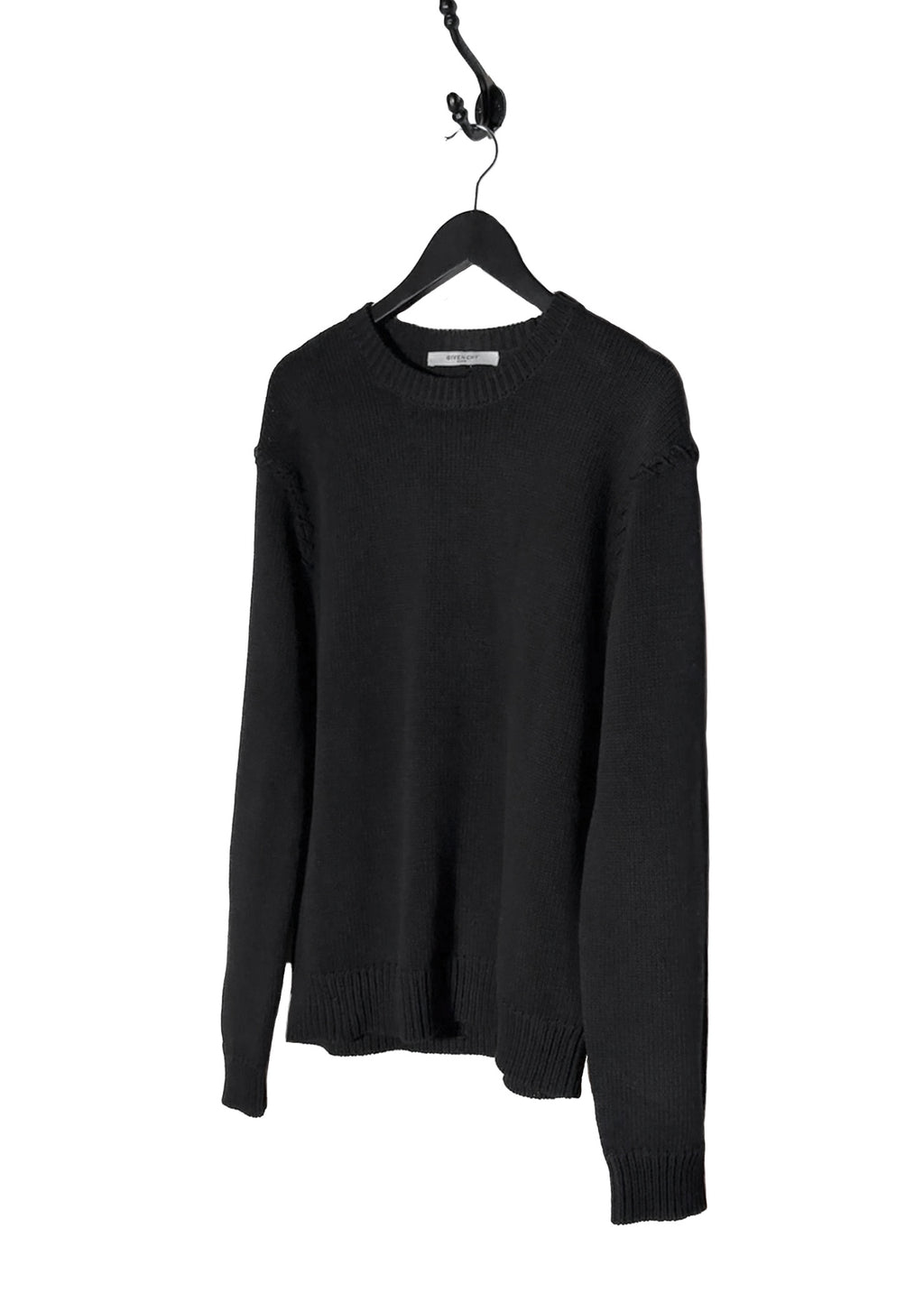 Front side of Givenchy Black Stitch Accent Cotton Knit Sweater