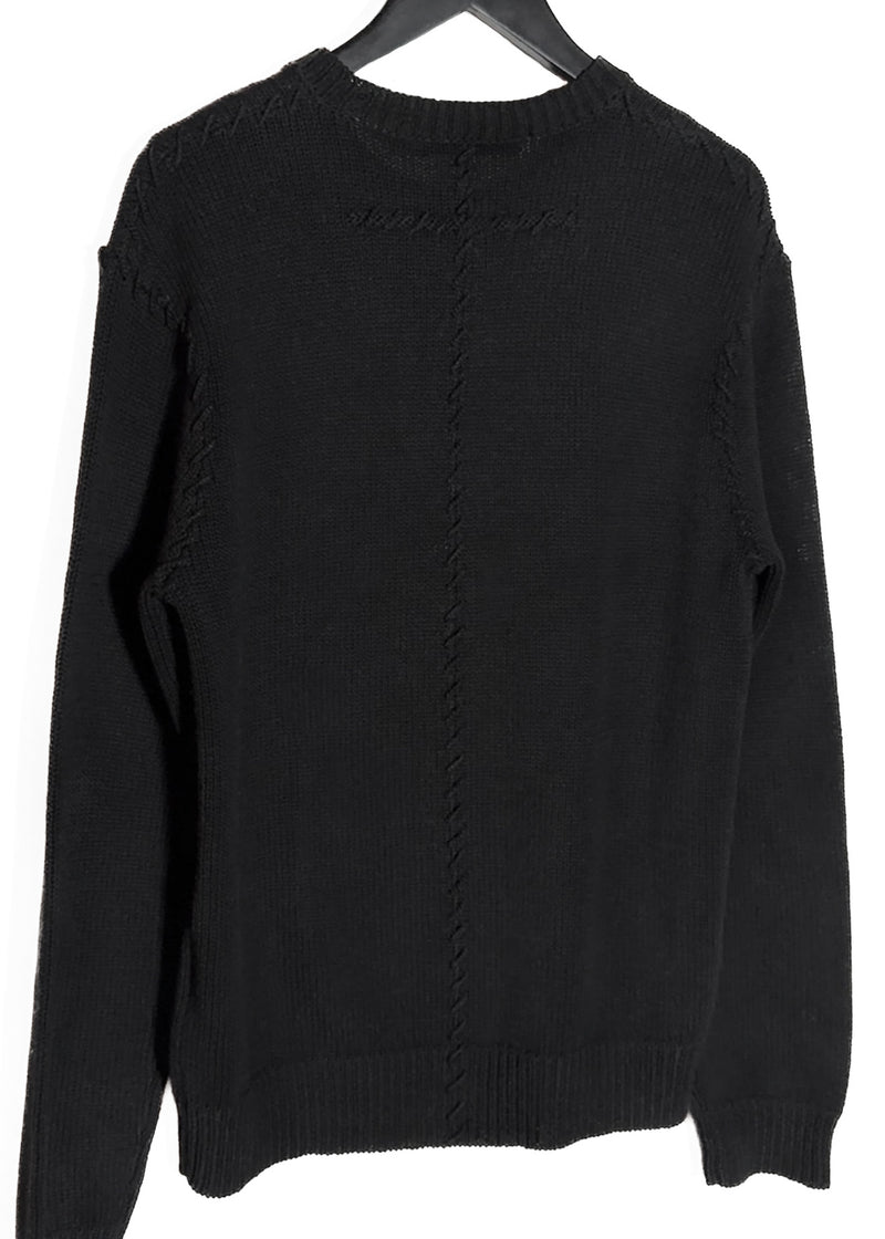 Close-up on the back of Givenchy Black Stitch Accent Cotton Knit Sweater