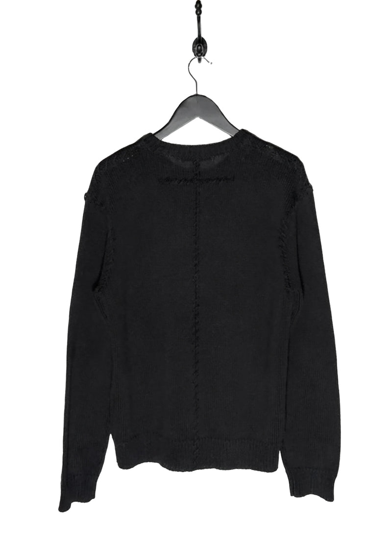 Back of Givenchy Black Stitch Accent Cotton Knit Sweater