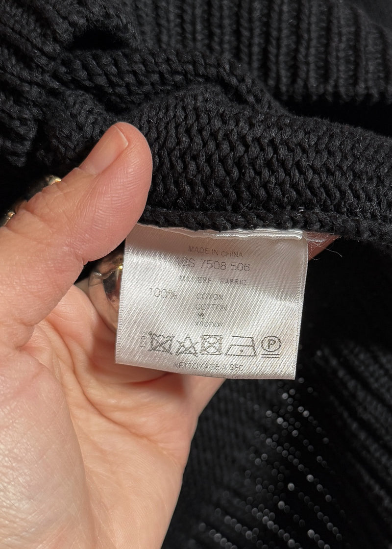 Material and care label of Givenchy Black Stitch Accent Cotton Knit Sweater