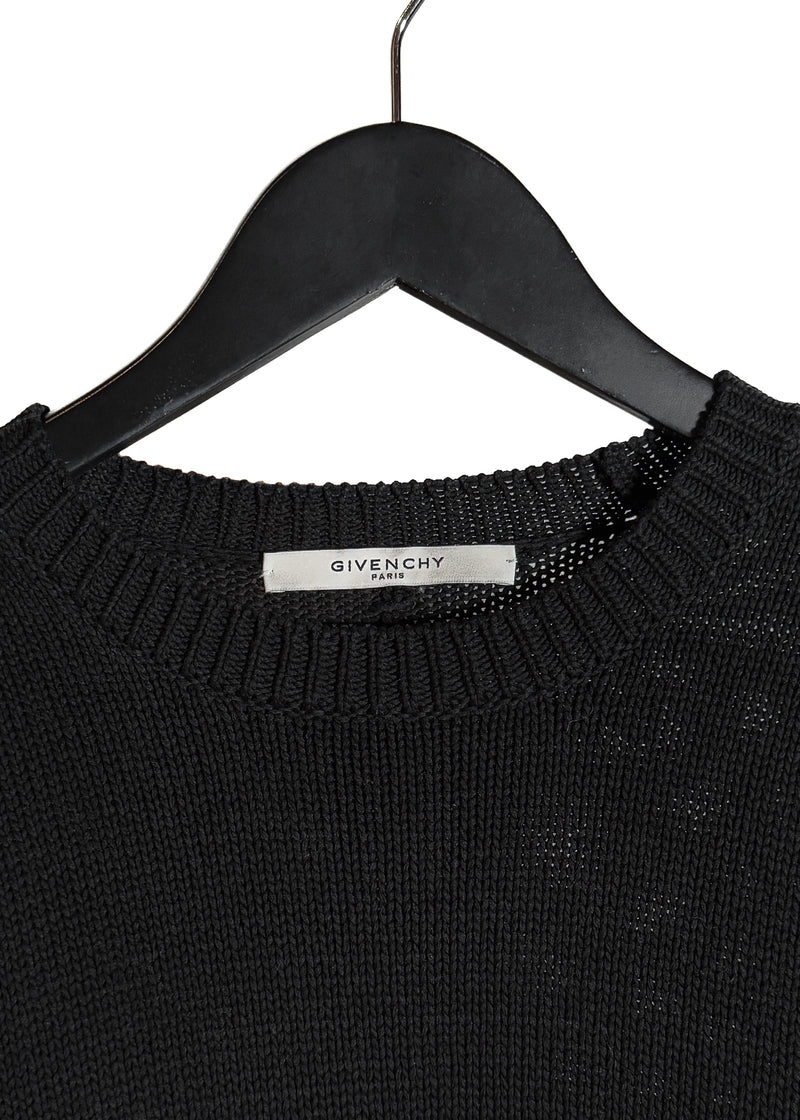 Collar and brand label of Givenchy Black Stitch Accent Cotton Knit Sweater