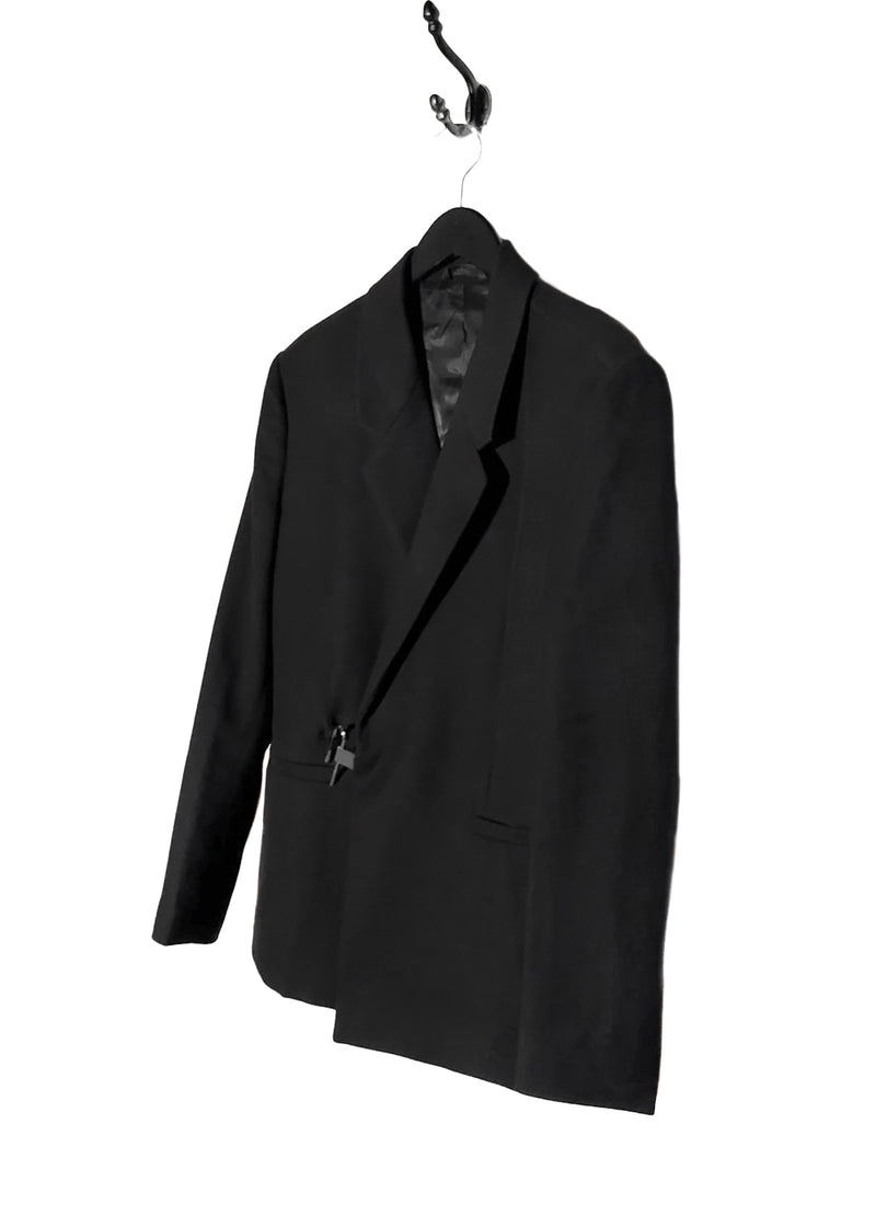 Side front view of Givenchy Black U-Lock Oversized Blazer