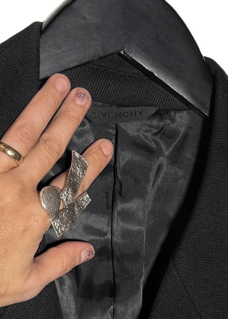 Collar area of Givenchy Black U-Lock Oversized Blazer