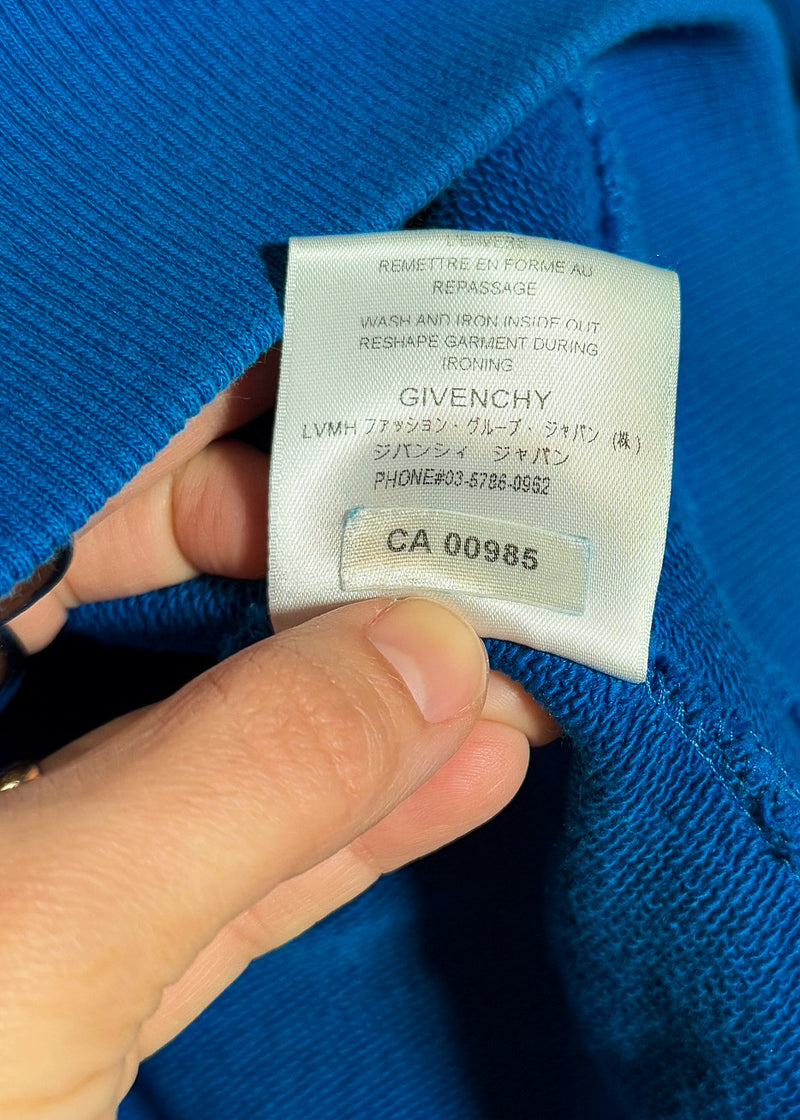 CA identification number label of Givenchy Blue Address Logo Print Hoodie