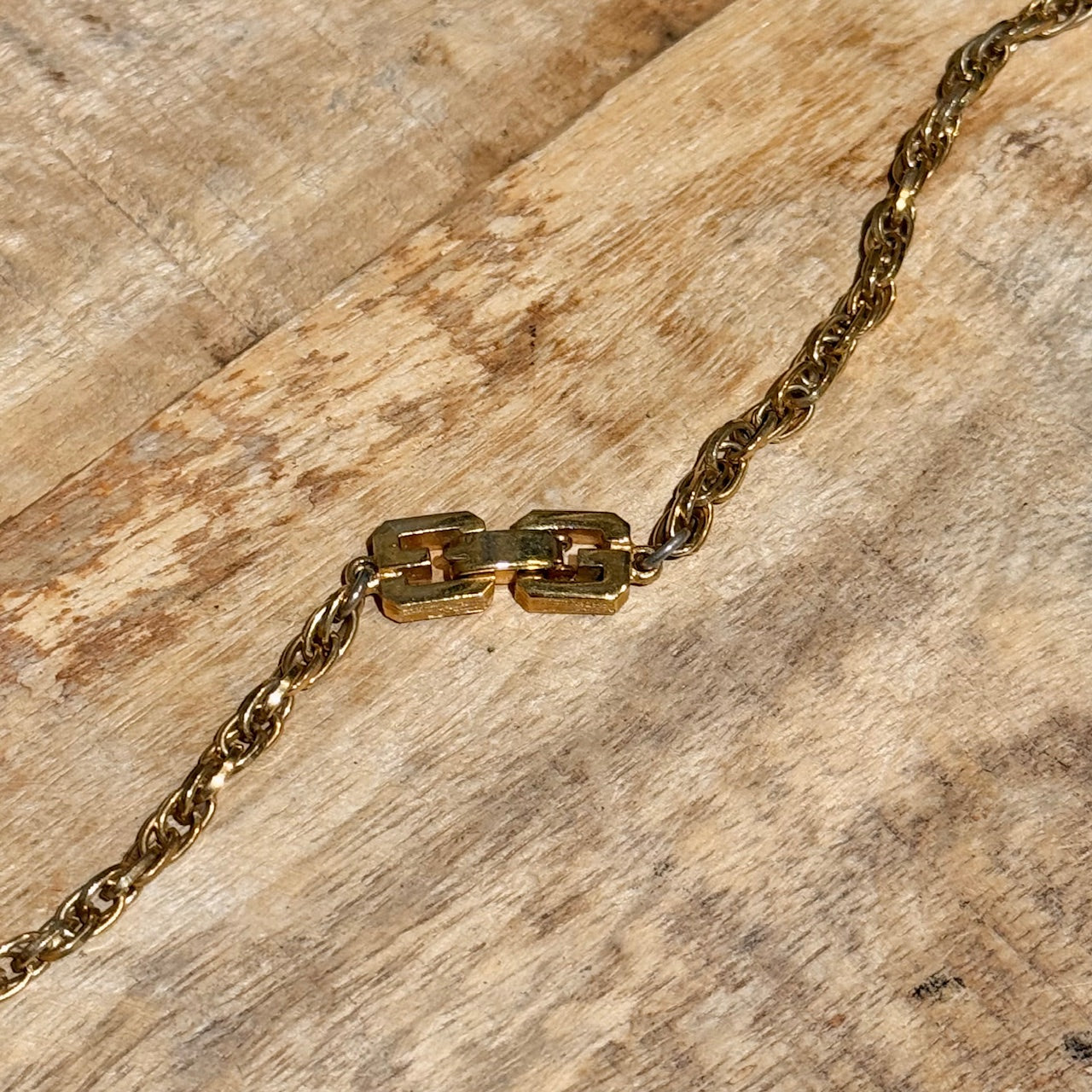 Givenchy Vintage Gold Chain Faux Coral Crystal Station Necklace 