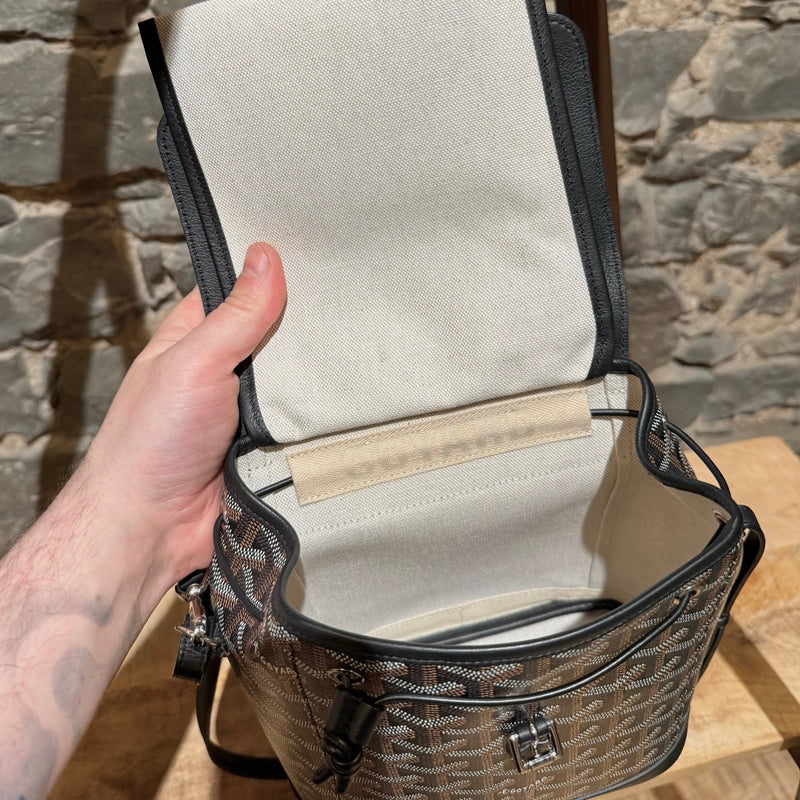 Interior of Goyard 2019 Black Goyardine Mini Alpin Convertible Backpack