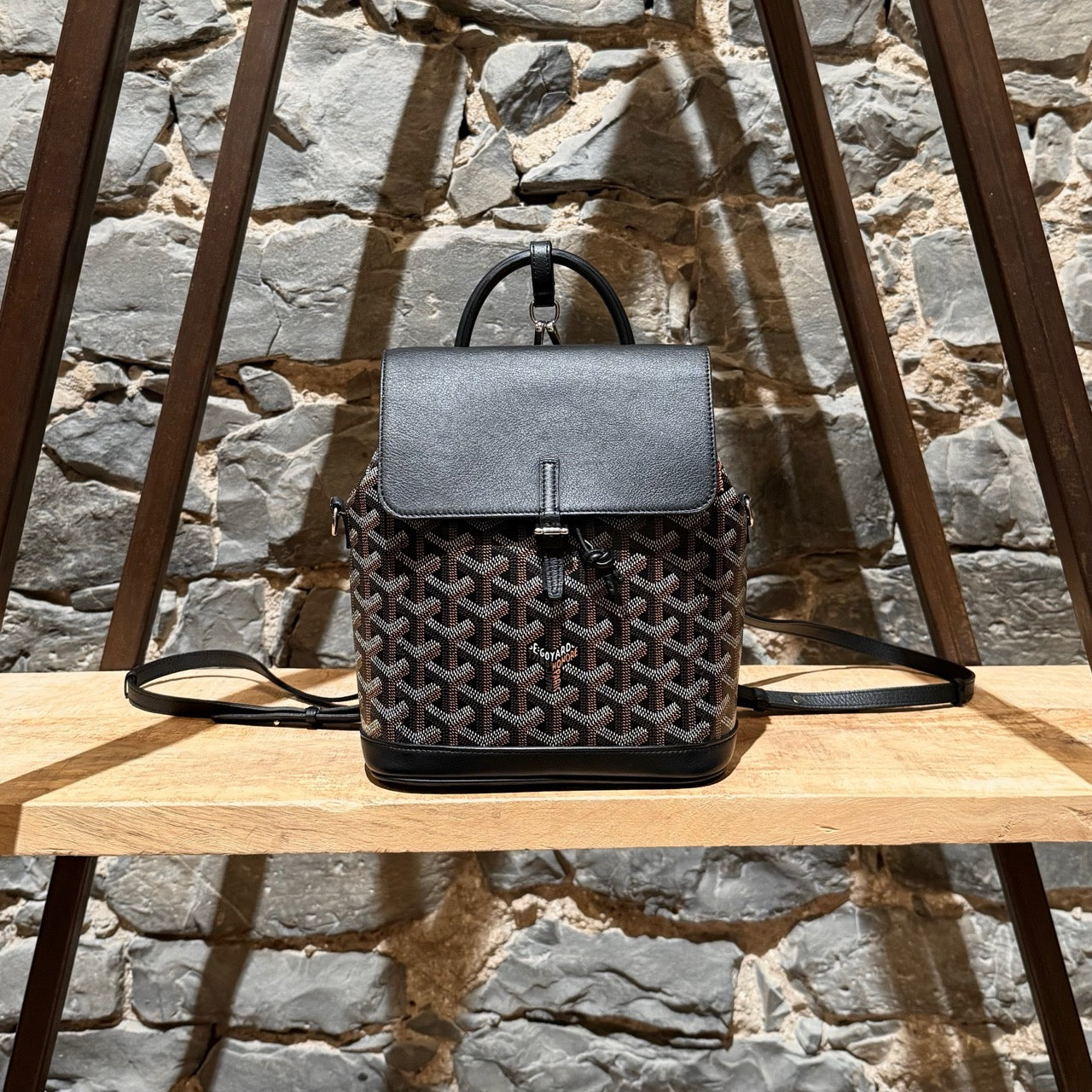 goyard alpin backpack mini Goyard 2019 Black Goyardine Mini Alpin Convertible Backpack – Boutique LUC.S