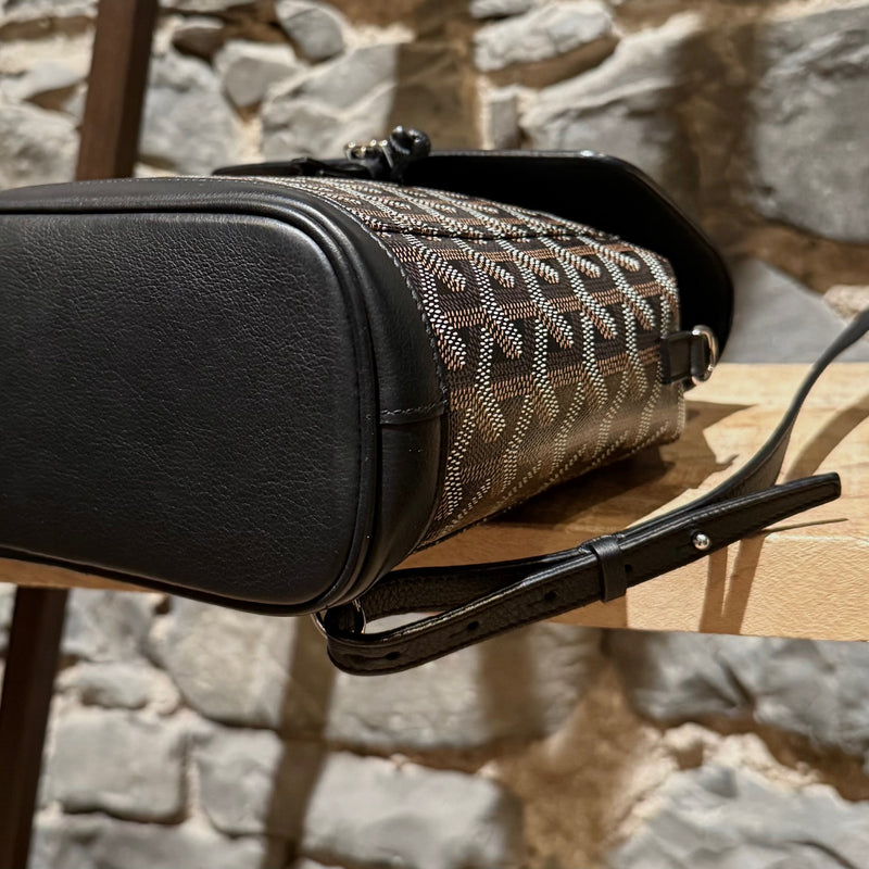 A bottom corner view of Goyard 2019 Black Goyardine Mini Alpin Convertible Backpack