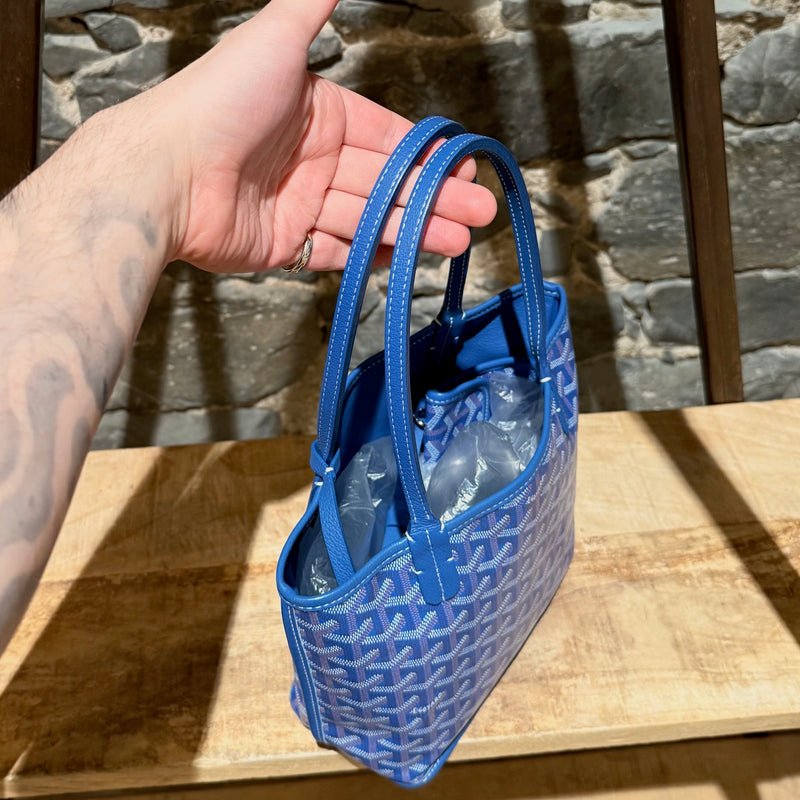 Goyard Blue Goyardine Mini Anjou Shoulder Bag